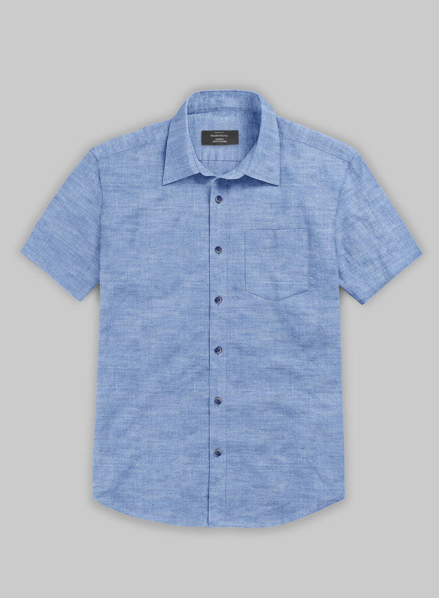 European Jordy Blue Linen Shirt - StudioSuits