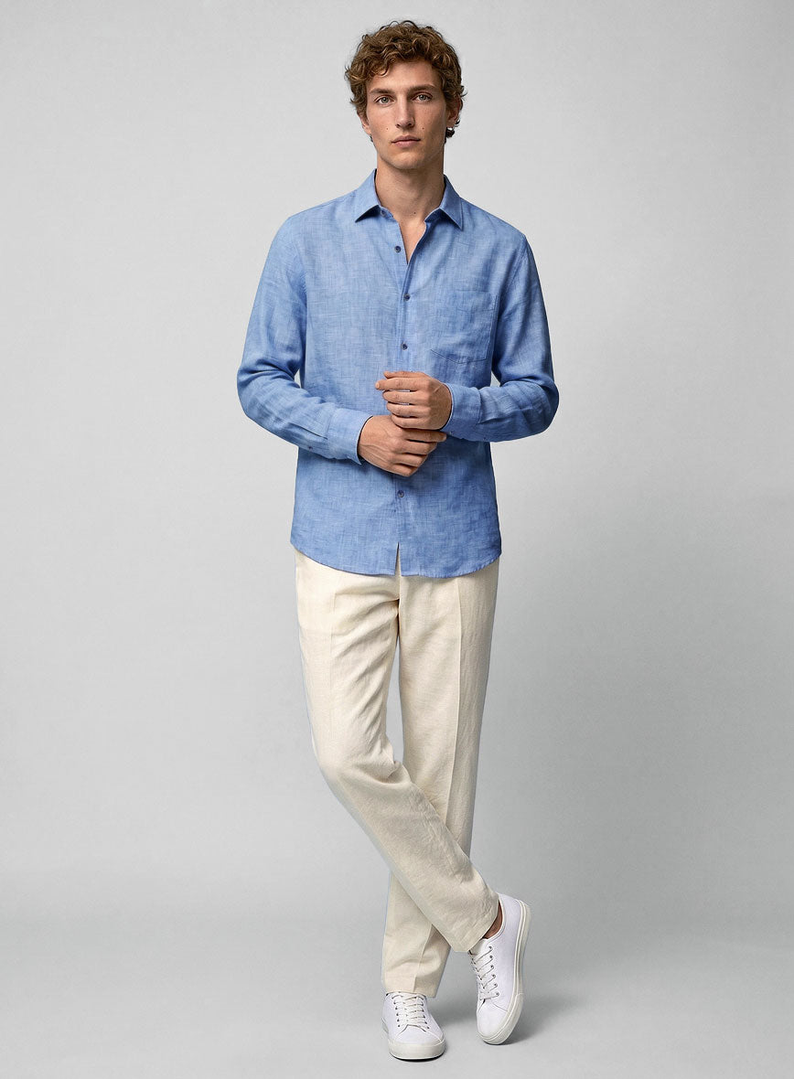 European Jordy Blue Linen Shirt - StudioSuits