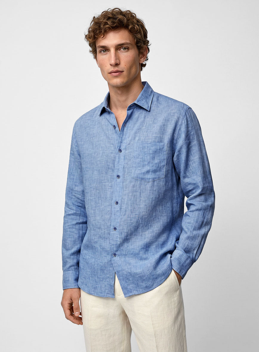 European Jordy Blue Linen Shirt - StudioSuits