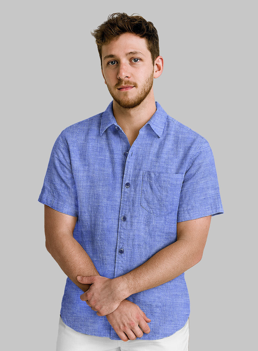 European Jordy Blue Linen Shirt - StudioSuits
