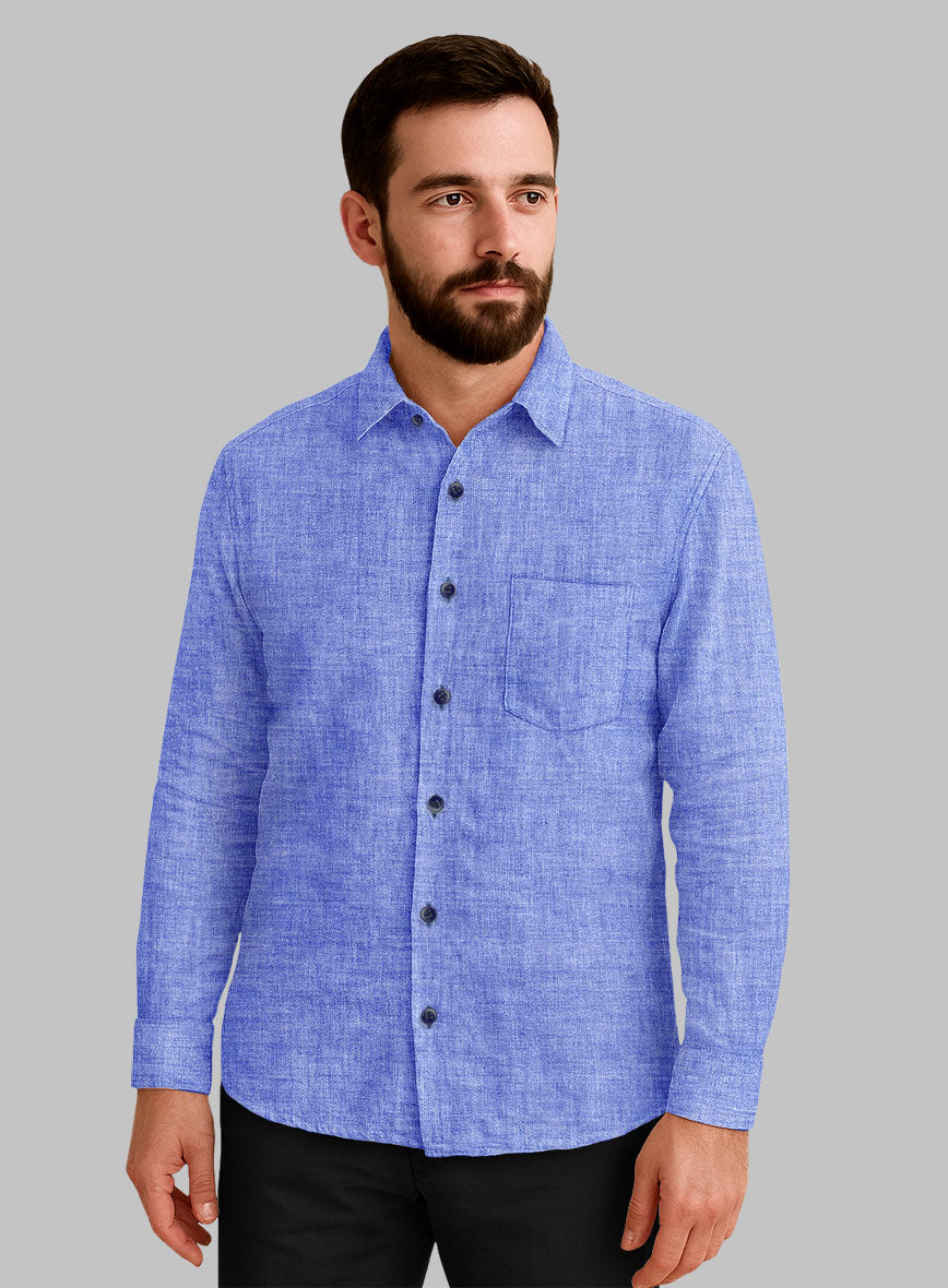 European Jordy Blue Linen Shirt