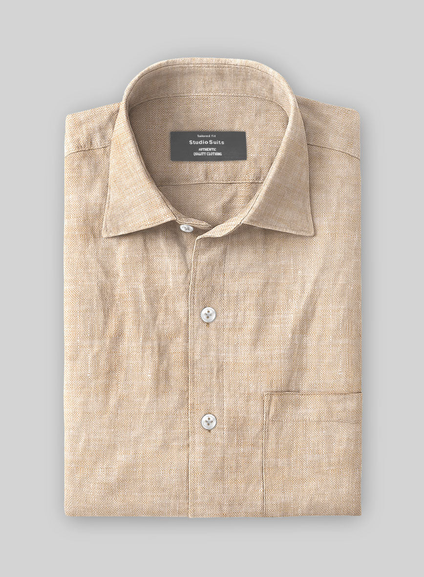 European Light Brown Linen Shirt - StudioSuits