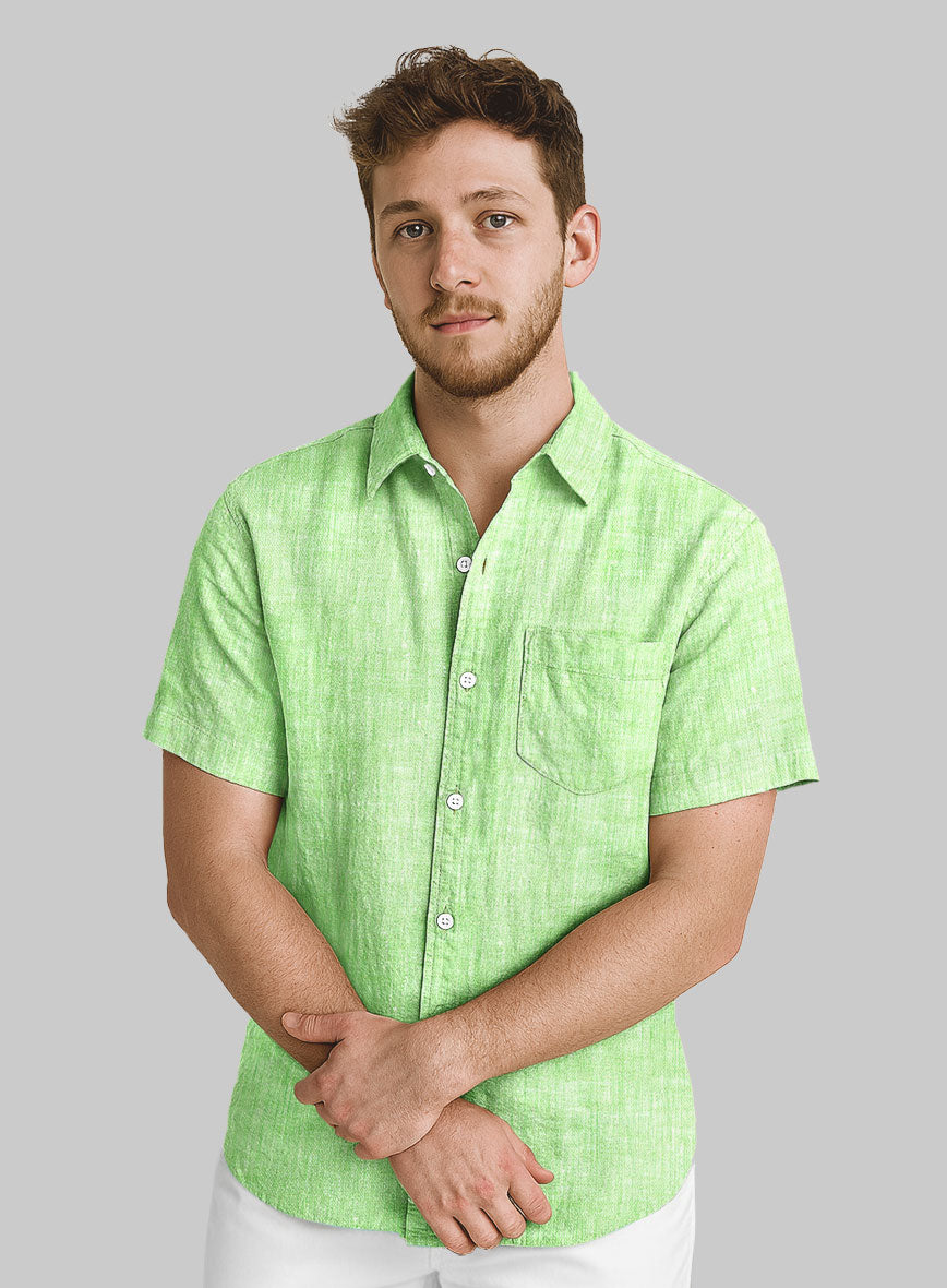 European Light Green Linen Shirt - StudioSuits