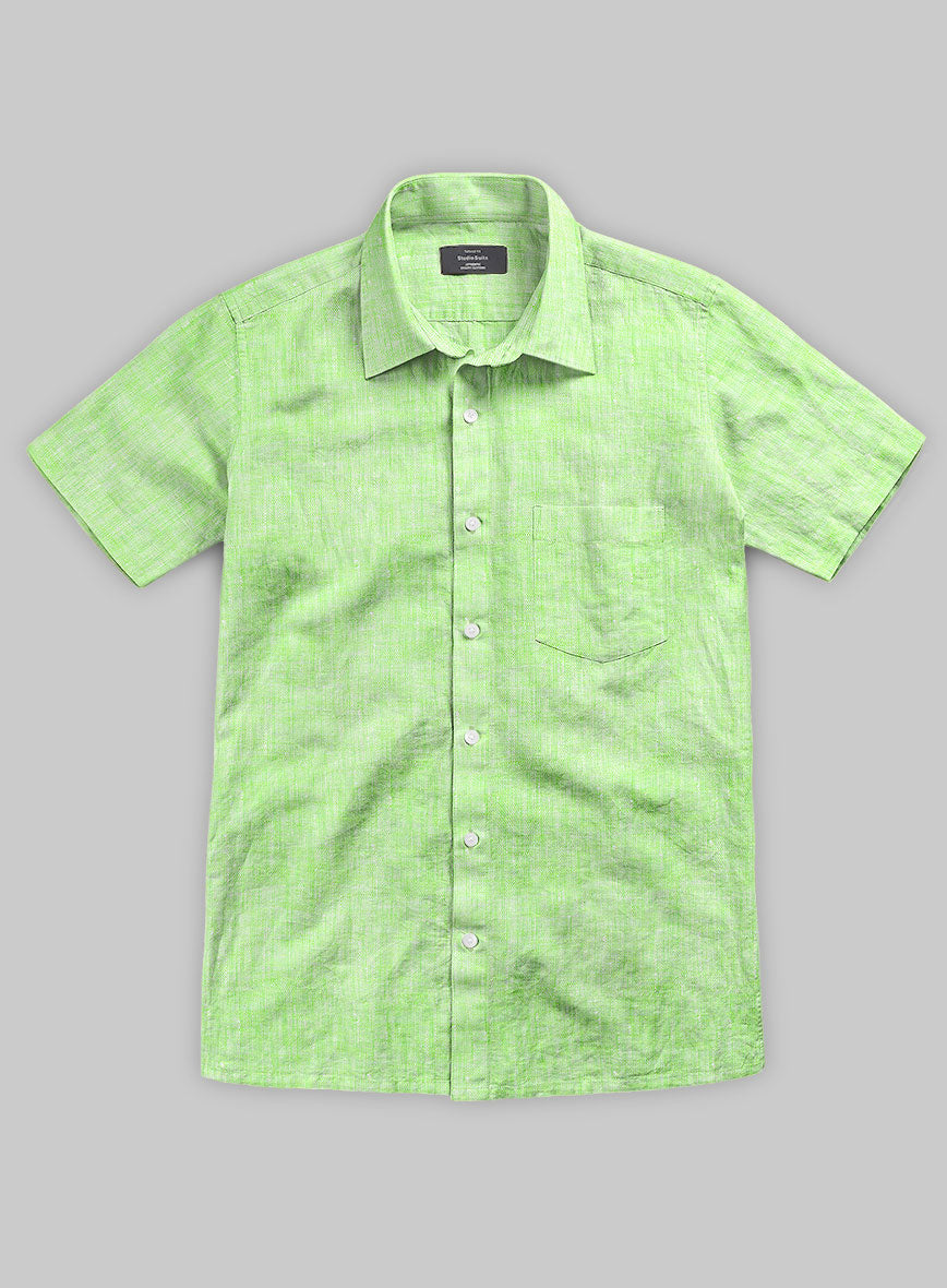 European Light Green Linen Shirt - StudioSuits