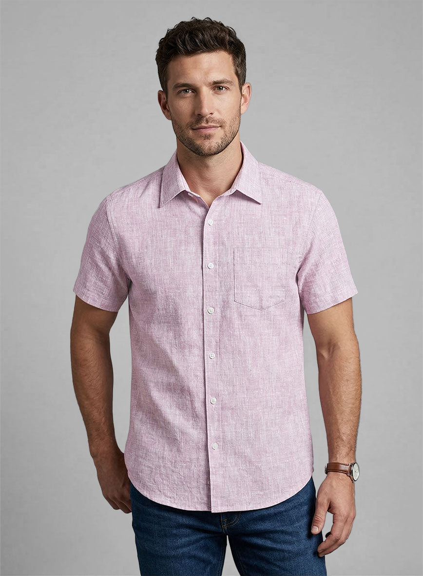 European Light Violet Linen Shirt - StudioSuits