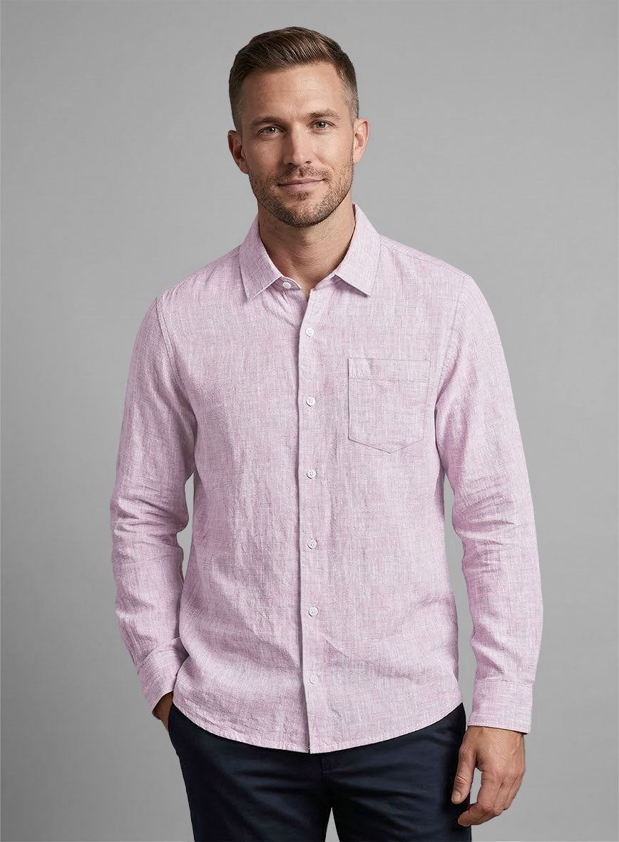 European Light Violet Linen Shirt - StudioSuits