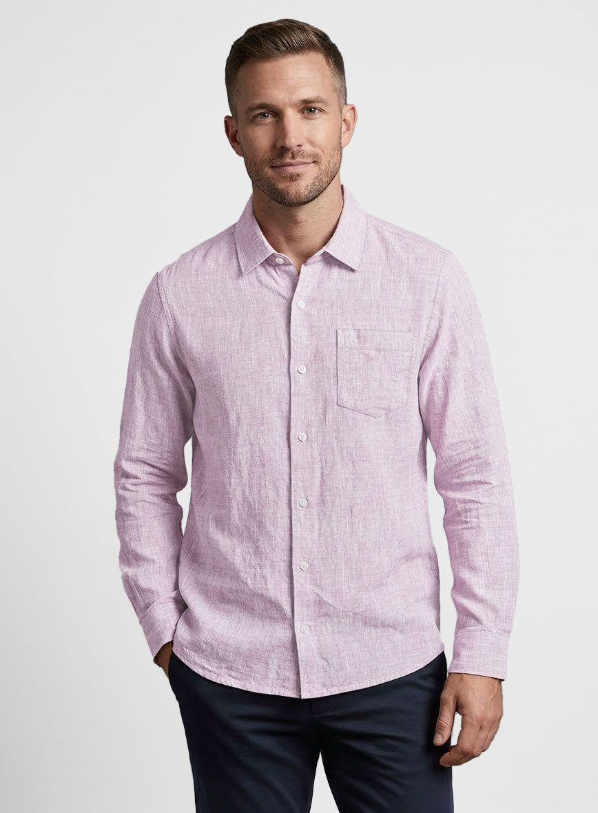 European Light Violet Linen Shirt - StudioSuits