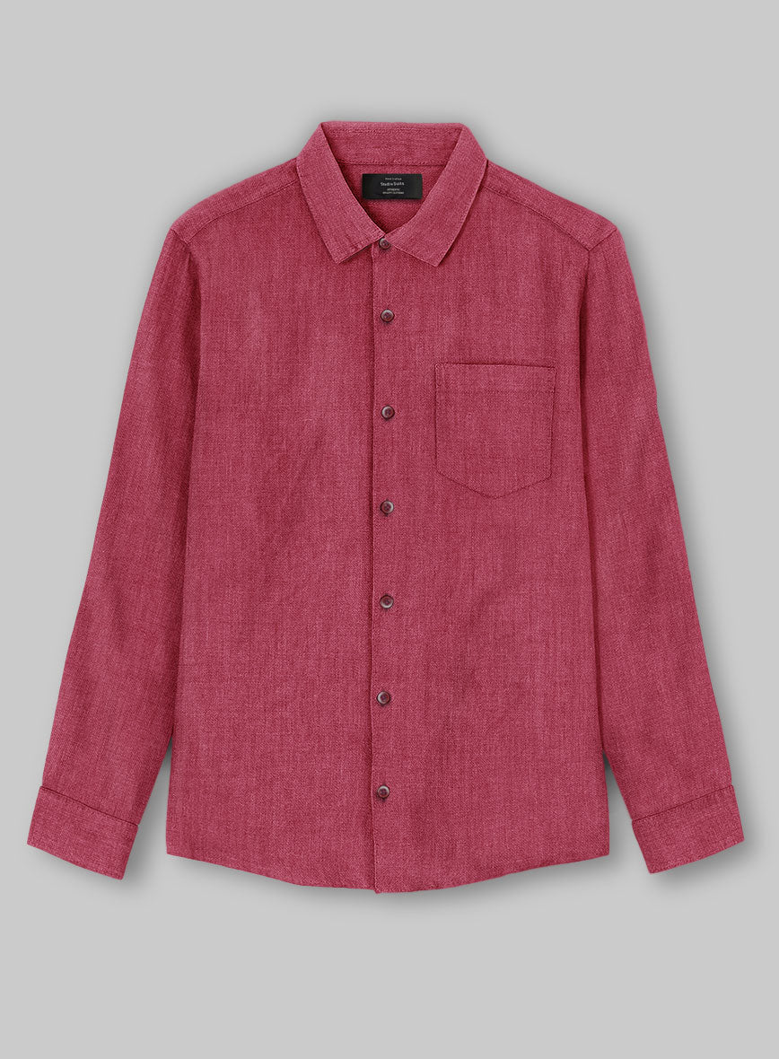 European Melon Red Linen Shirt - StudioSuits