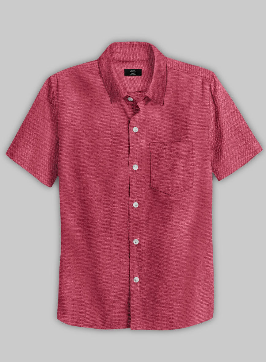 European Melon Red Linen Shirt - StudioSuits