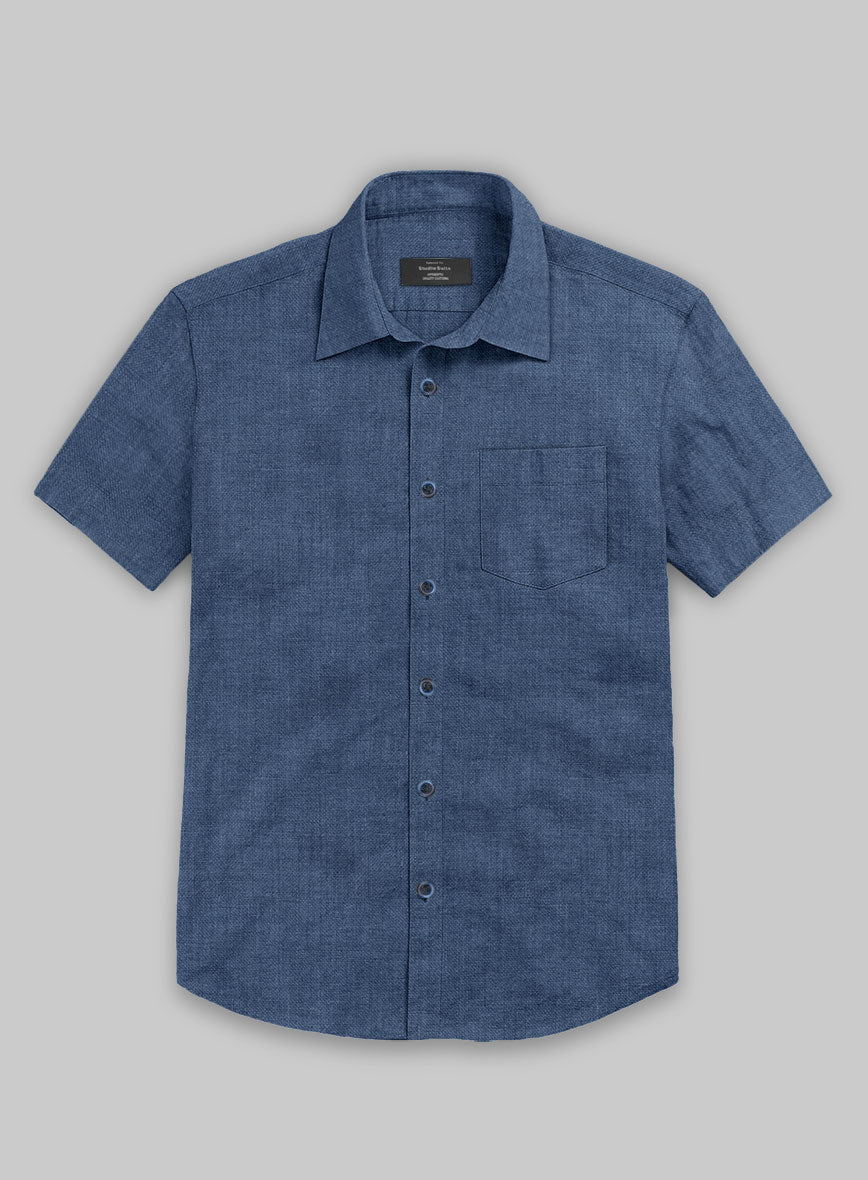 European Nile Blue Linen Shirt - StudioSuits