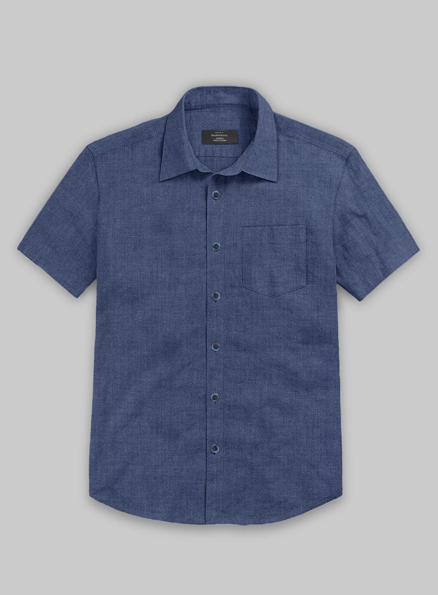 European Nile Blue Linen Shirt - StudioSuits