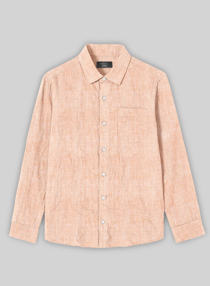 European Pale Orange Linen Shirt - StudioSuits