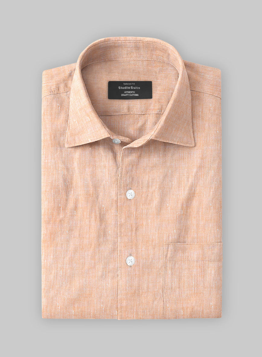 European Pale Orange Linen Shirt - StudioSuits
