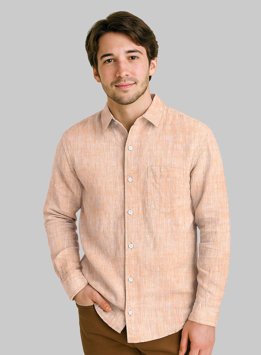 European Pale Orange Linen Shirt - StudioSuits