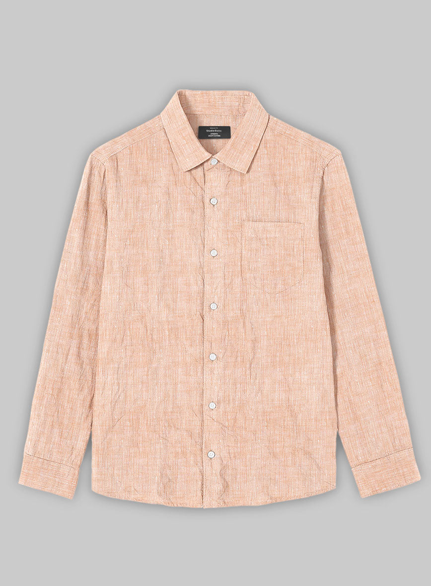 European Pale Orange Linen Shirt - StudioSuits