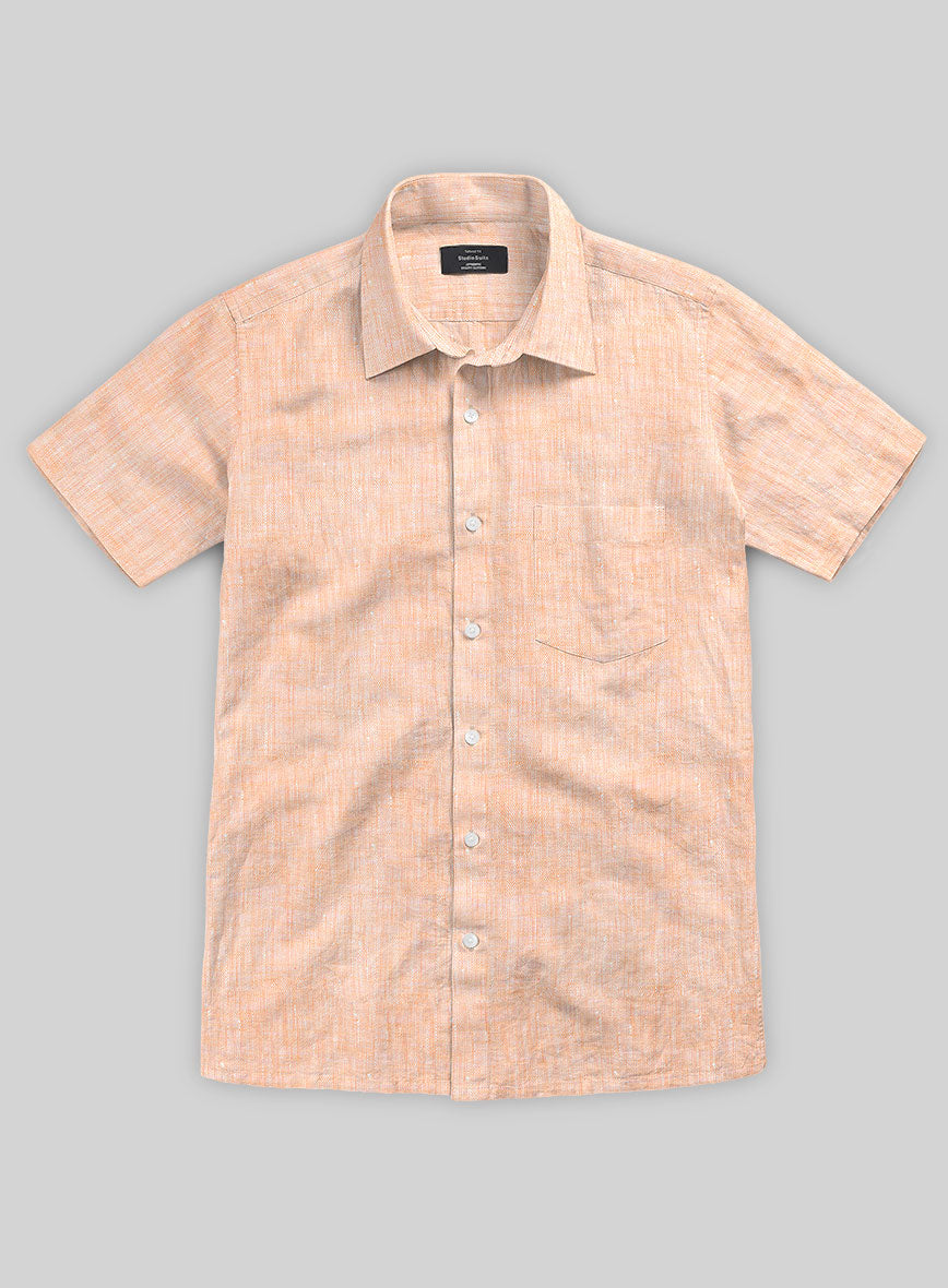 European Pale Orange Linen Shirt - StudioSuits