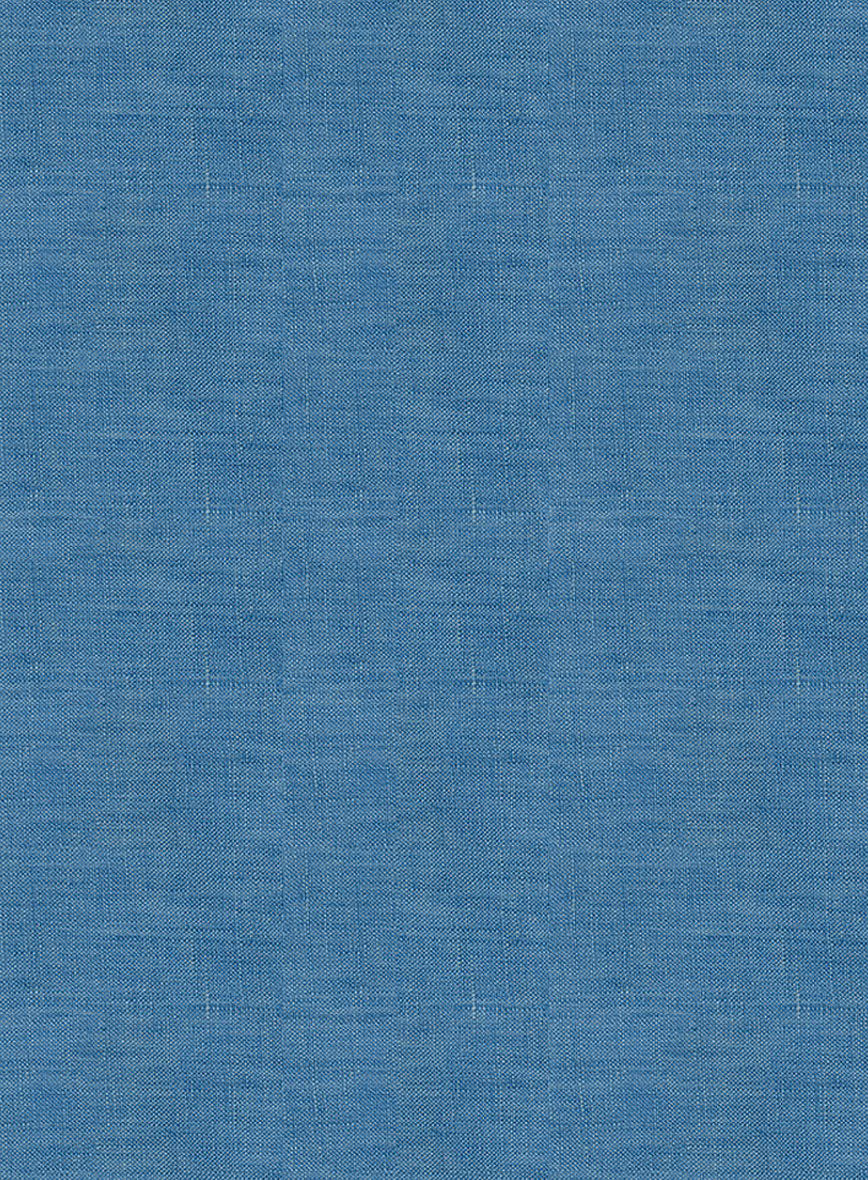 European Phthalo Blue Linen Shirt - StudioSuits