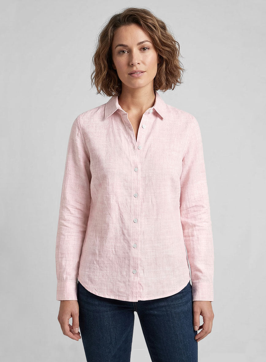 Women's European Pink Linen Shirt - StudioSuits