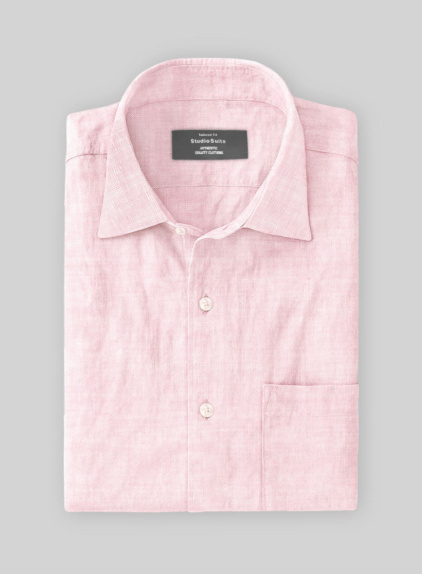 European Pink Linen Shirt - StudioSuits