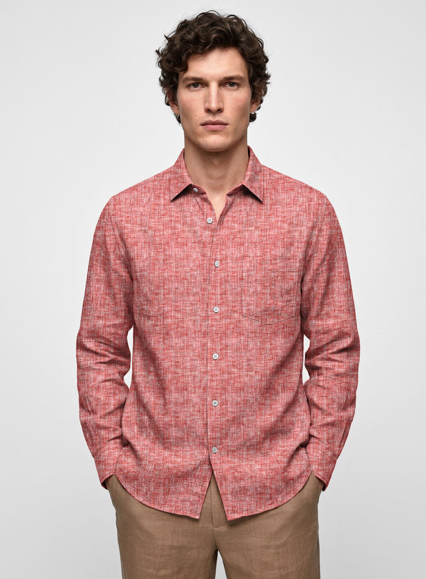 European Red Linen Shirt - StudioSuits