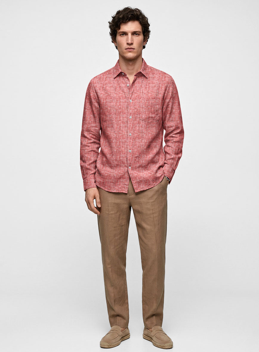 European Red Linen Shirt - StudioSuits