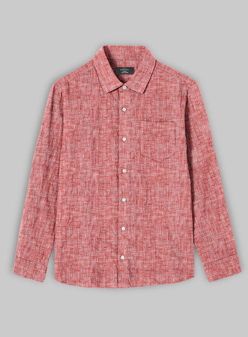 European Red Linen Shirt - StudioSuits