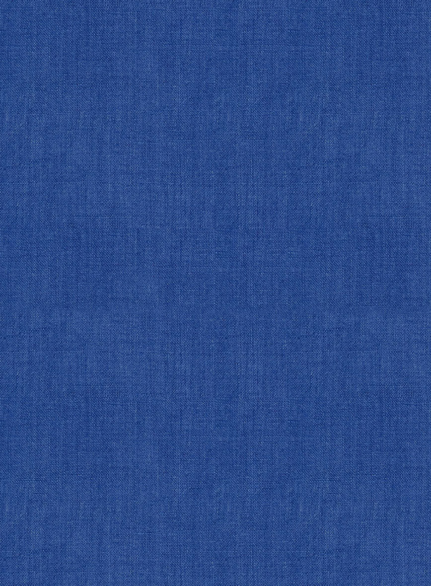 European Sapphire Blue Linen Western Style Shirt - StudioSuits