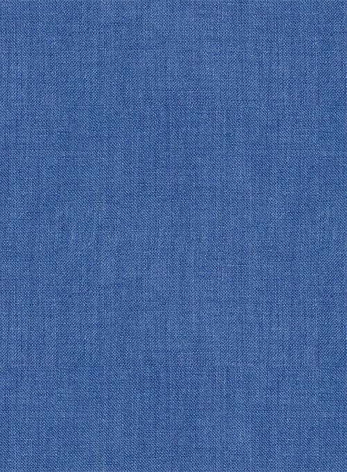 European Sapphire Blue Linen Western Style Shirt - StudioSuits