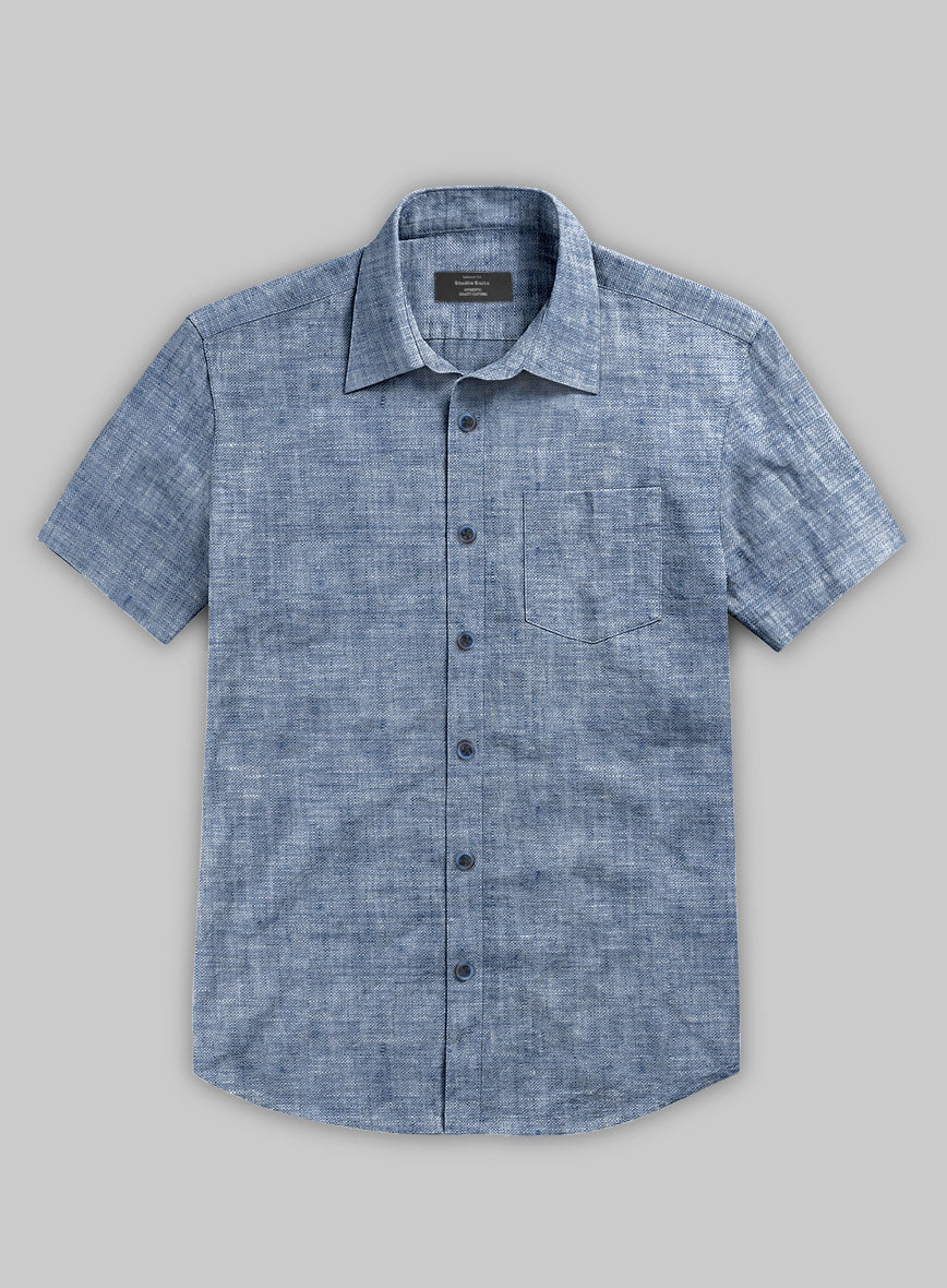 European Smalt Blue Linen Shirt - StudioSuits