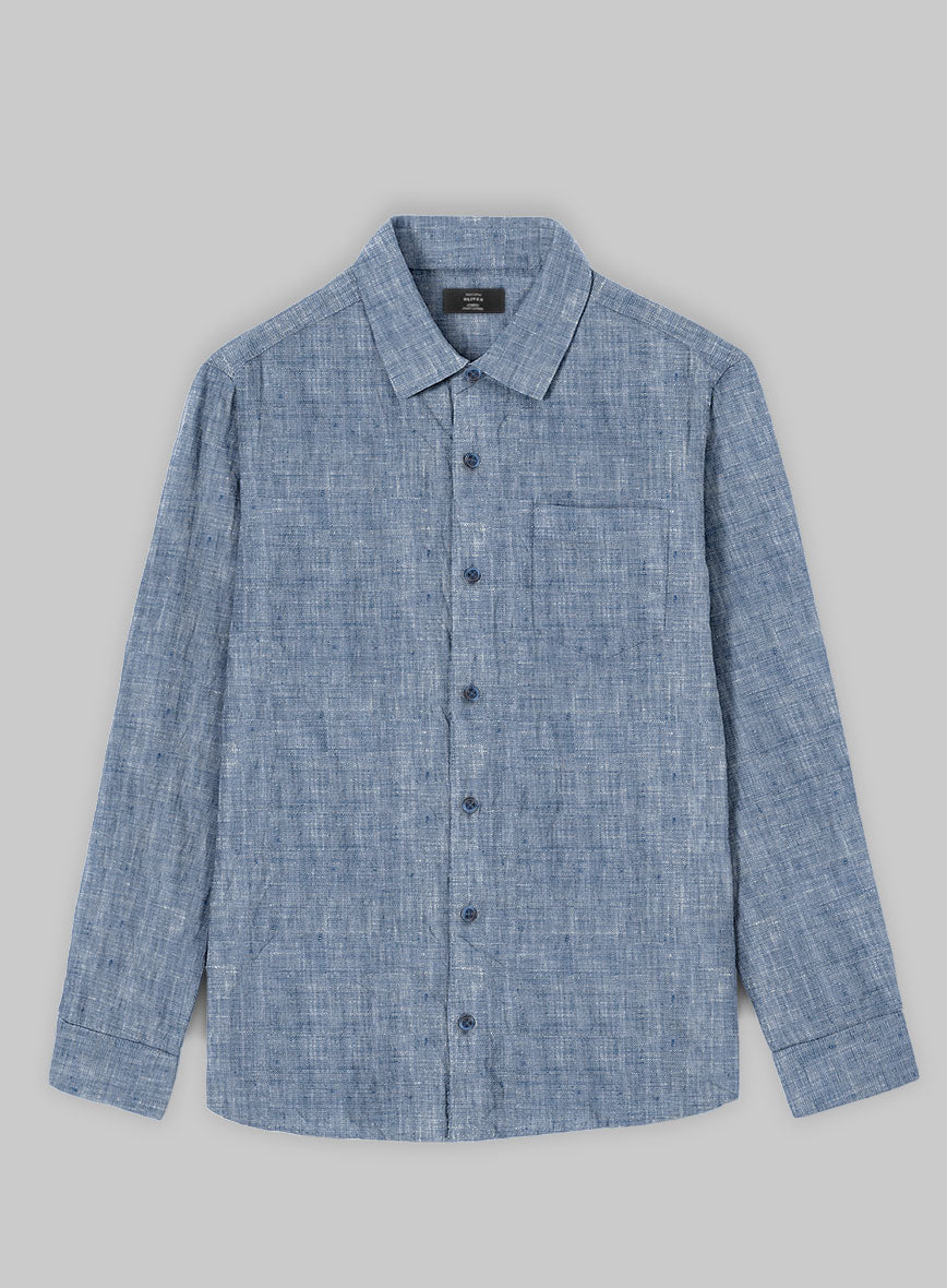 European Smalt Blue Linen Shirt - StudioSuits