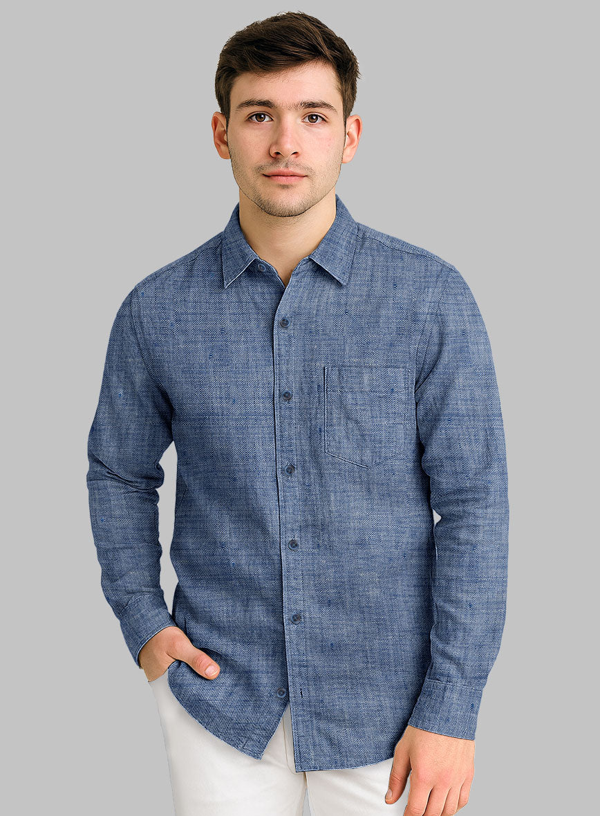 European Smalt Blue Linen Shirt - StudioSuits