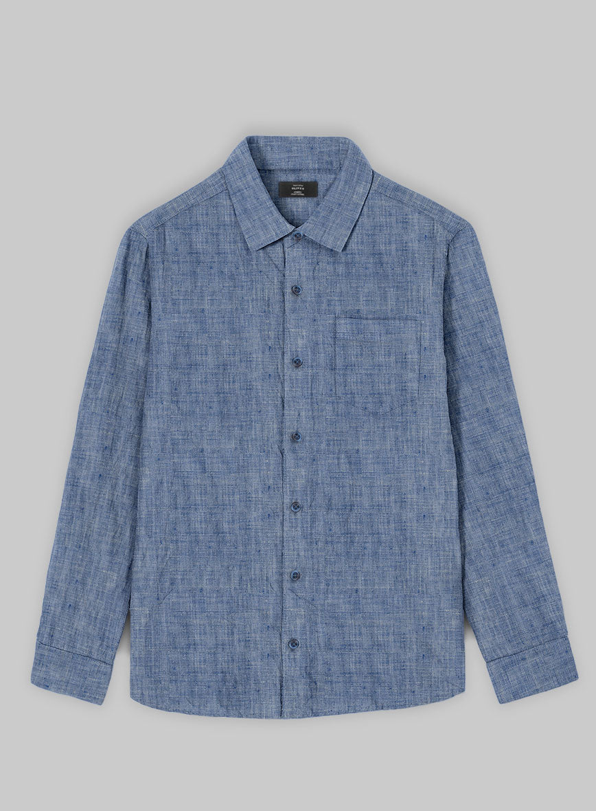 European Smalt Blue Linen Shirt - StudioSuits