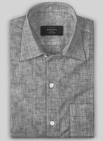 European Smoky Black Linen Shirt - StudioSuits