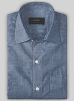 European Dusk Blue Linen Shirt - StudioSuits