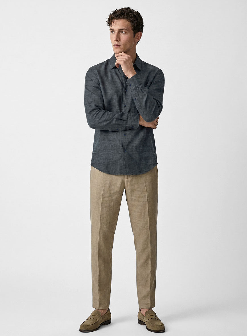 European Whale Blue Linen Shirt - StudioSuits