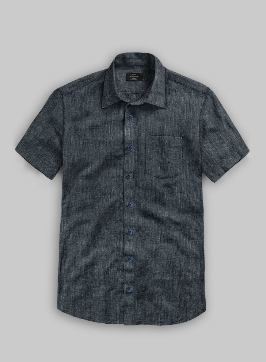 European Whale Blue Linen Shirt - StudioSuits