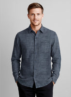 European Whale Blue Linen Shirt - StudioSuits