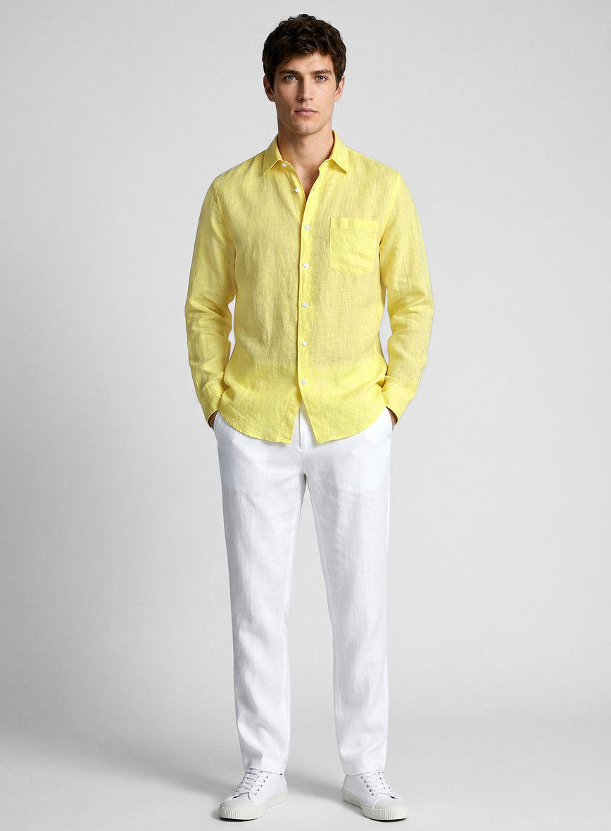 European Yellow Linen Shirt - StudioSuits