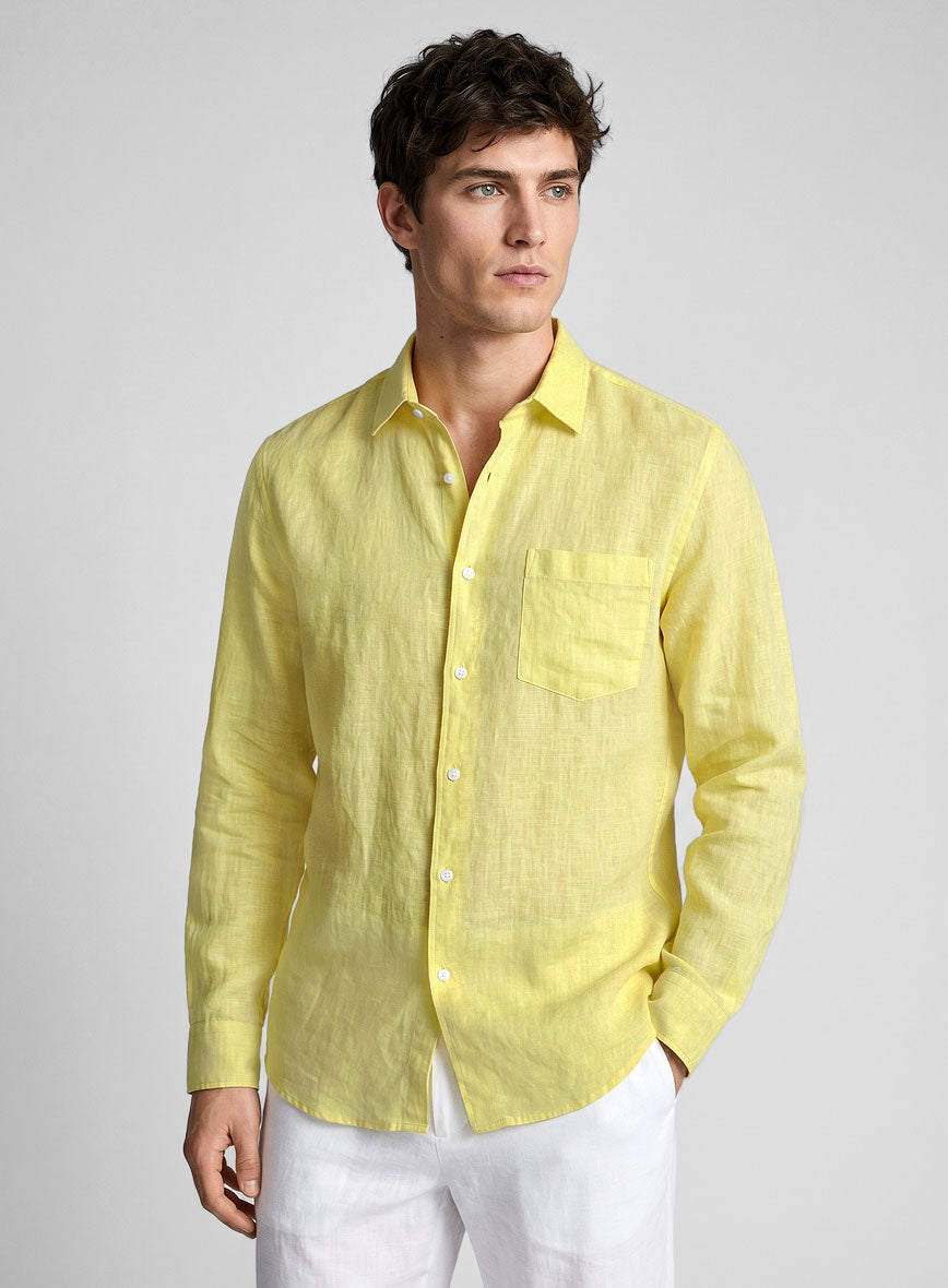 European Yellow Linen Shirt - StudioSuits