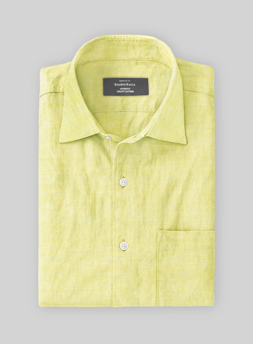 European Yellow Linen Shirt - StudioSuits