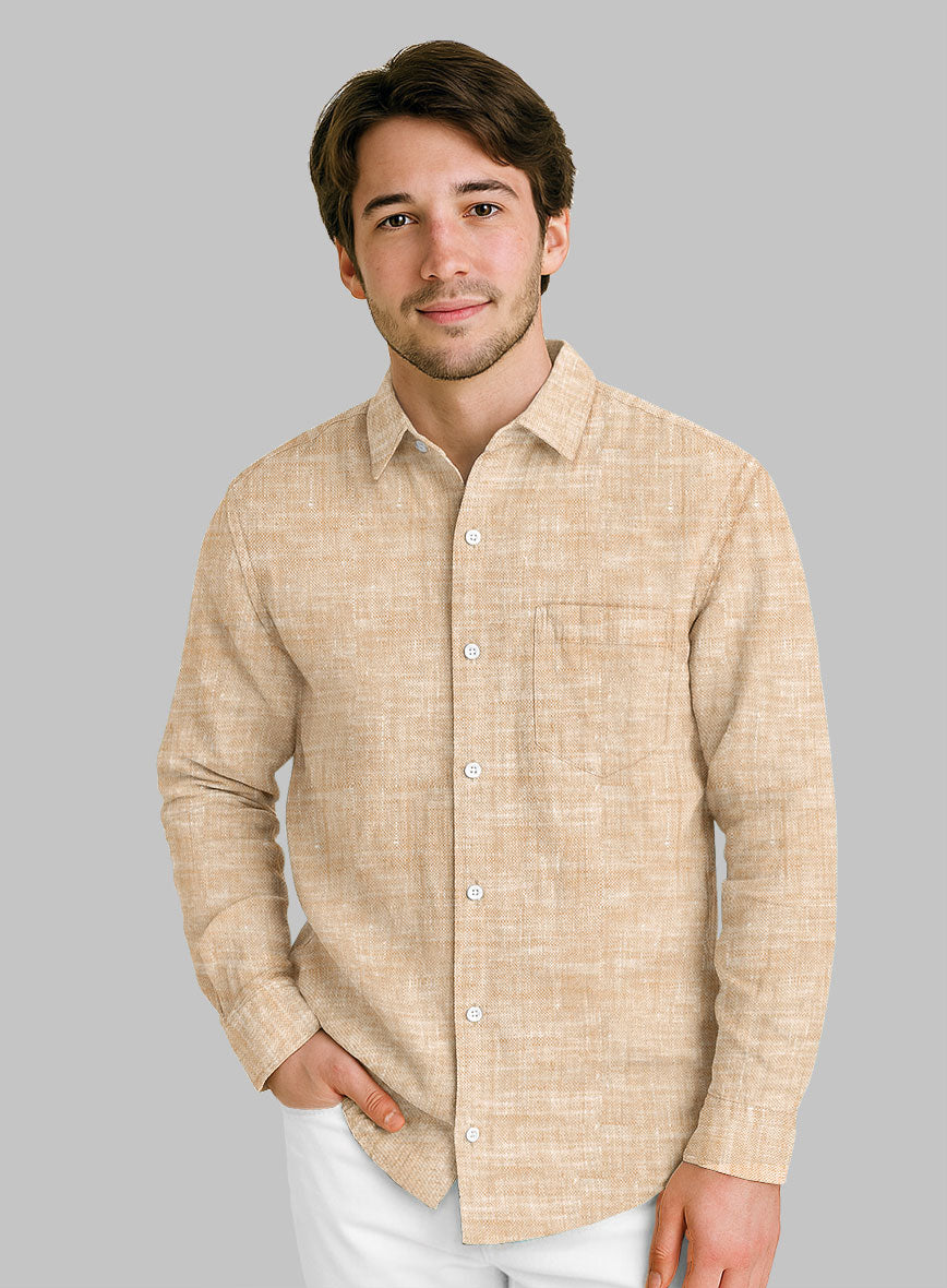 European Light Brown Linen Shirt - StudioSuits