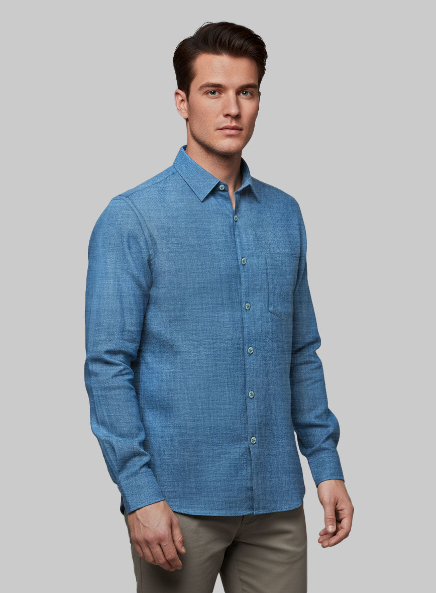 European Phthalo Blue Linen Shirt - StudioSuits