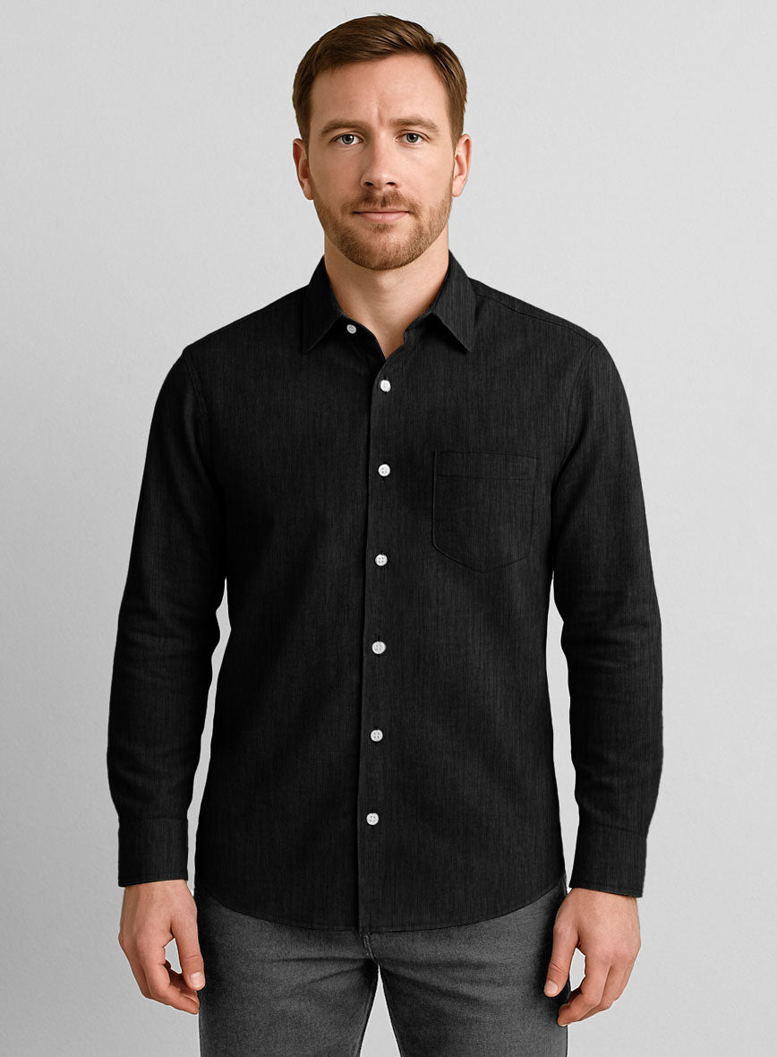 European Black Linen Shirt - StudioSuits