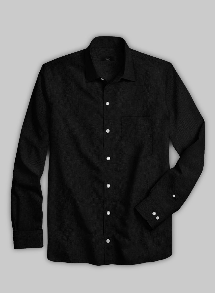 European Black Linen Shirt - StudioSuits
