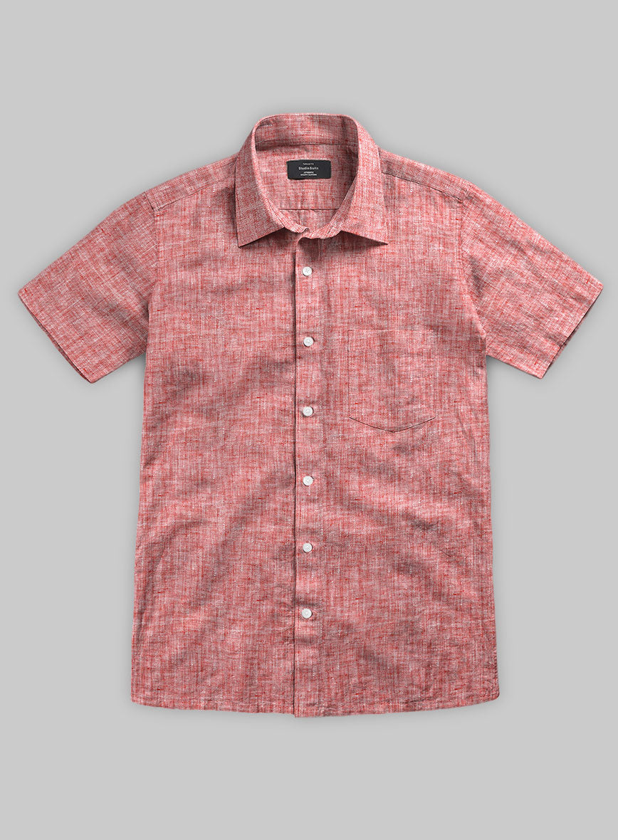 European Red Linen Shirt - StudioSuits