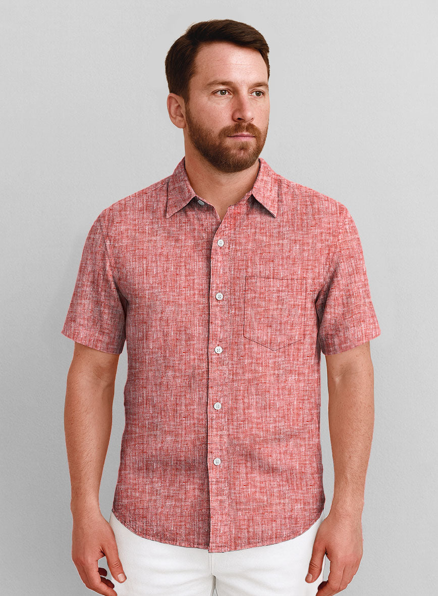 European Red Linen Shirt - StudioSuits