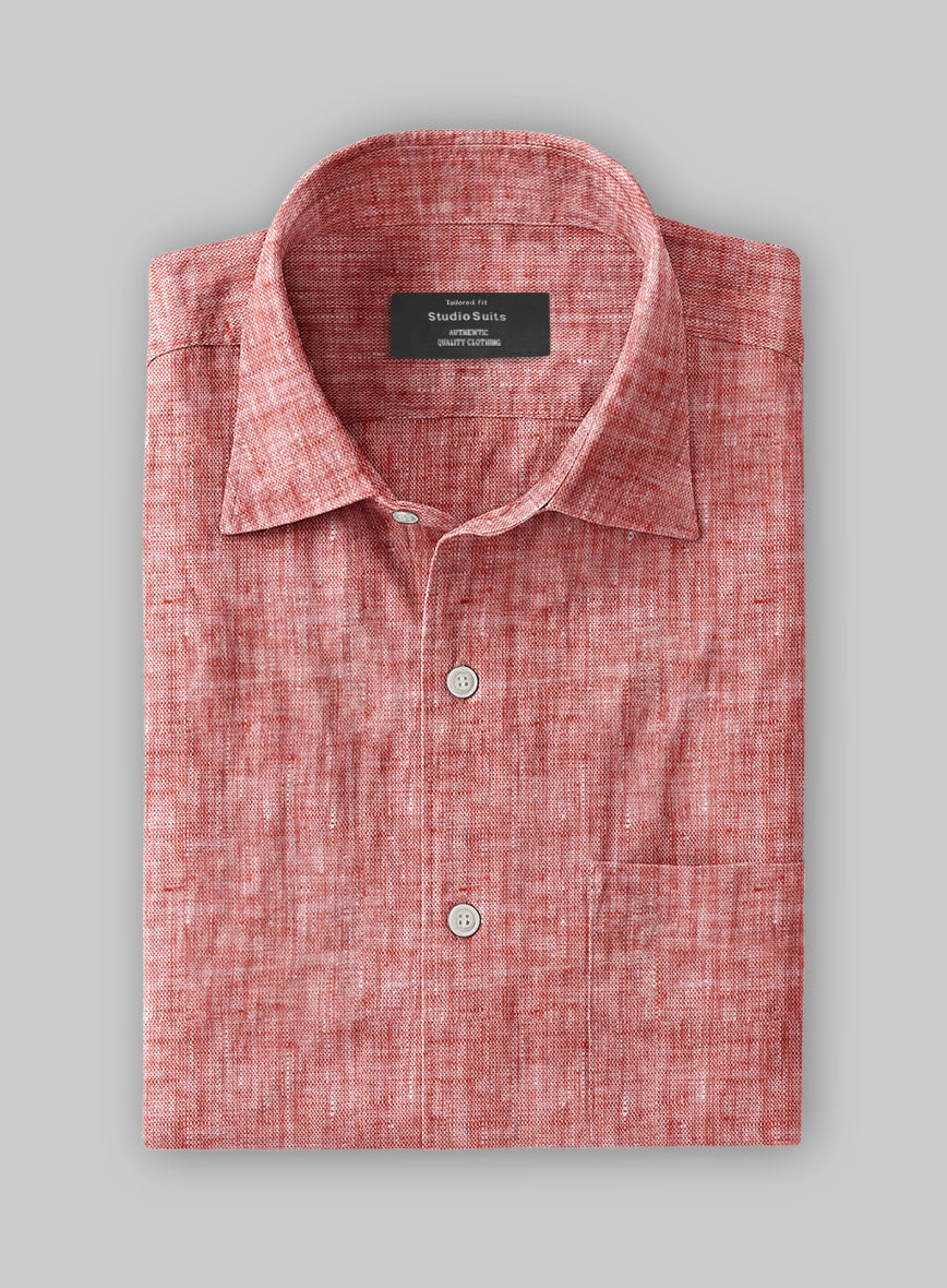 European Red Linen Shirt - StudioSuits