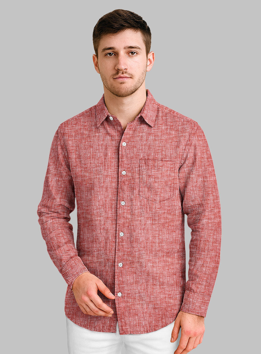 European Red Linen Shirt - StudioSuits