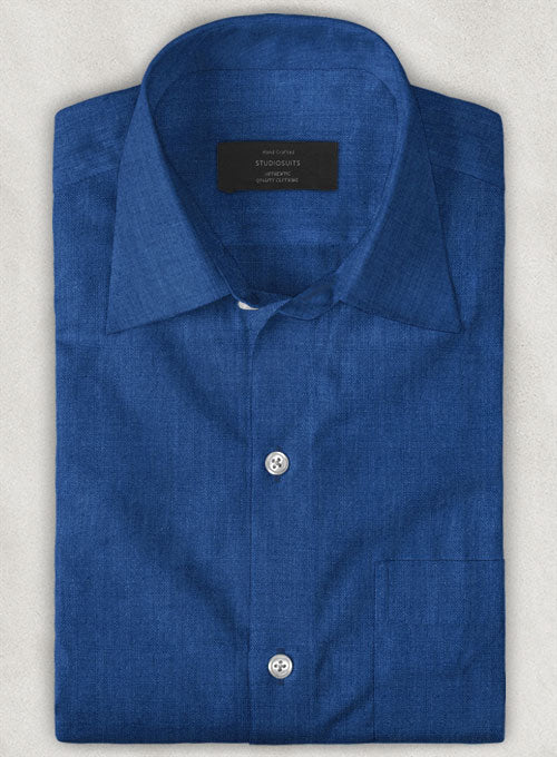 European Sapphire Blue Linen Shirt – StudioSuits