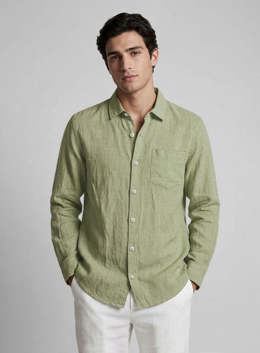 Evergreen Dust Linen Shirt - StudioSuits